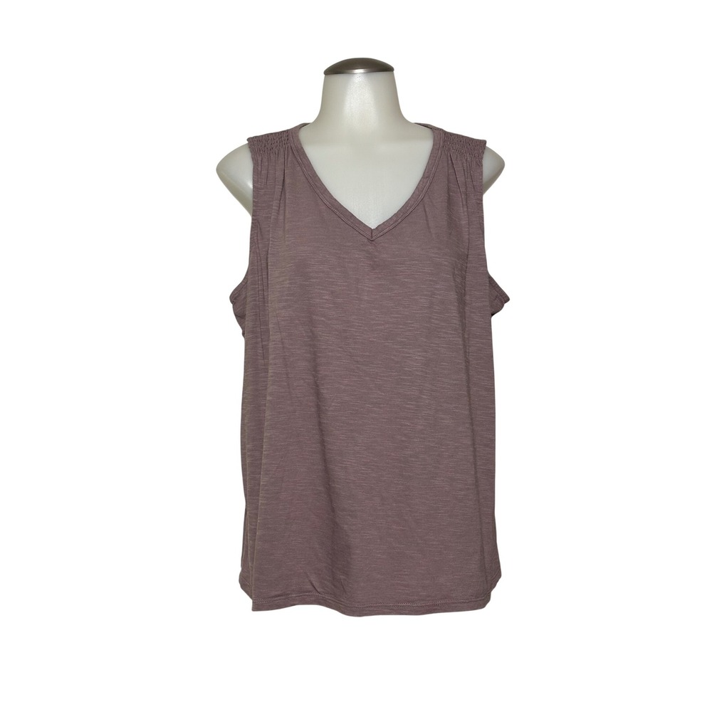24/7 by Maurices Tank Top Women XL Dusty Rose Excellent Smocked V-Neck Slub NWOT